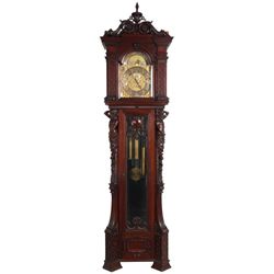 Herschedes Mahogany 9 Tube Grandfather Clock