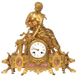 French Bronze Figural Mantle Clock