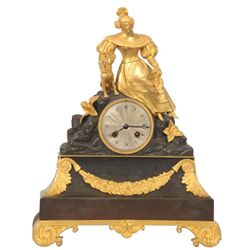 French Figural Silk Thread Mantle Clock
