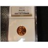 Image 1 : 1955-S LINCOLN CENT GRADED MS67-RD BY NGC