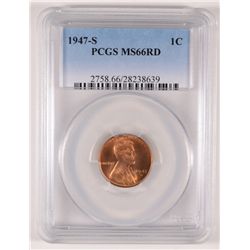 1947-S LINCOLN WHEAT CENT, PCGS MS-66 RED