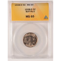 1938-D BUFFALO NICKEL, ANACS MS-65 GEM