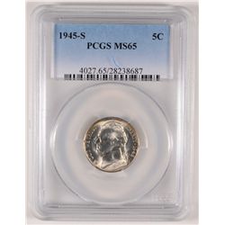 1945-S JEFFERSON NICKEL, PCGS MS-65  GEM