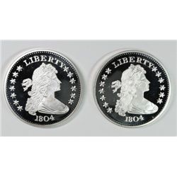 ( 2 ) ONE OUNCE .999 SILVER ROUNDS OLD BUST COIN STYLE