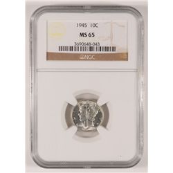 1945 MERCURY DIME, NGC MS-66 SUPERB