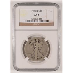 1921-D WALKING LIBERTY HALF DOLLAR, NGC AG-3  KEY!