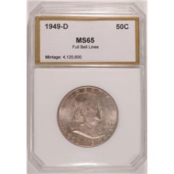 1949-D FRANKLIN HALF DOLLAR, PCI MS-65 FBL  NICE!  GREAT TONING