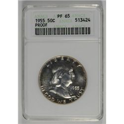 1955 FRANKLIN HALF DOLLAR, ANACS  PROOF-65
