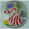 Image 1 : 2000 AMERICAN SILVER EAGLE ONE OUNCE .999 SILVER COIN COLORIZED BOTH SIDES