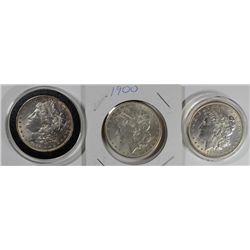 3-MORGAN SILVER DOLLARS, ALL HIGH END AU/UNC