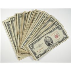 75-$2 RED SEAL CURRENCY, AVG CIRCULATED CONDITION