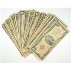 50-1928 $2 RED SEAL CURRENCY, AVG CIRCULATED CONDITION