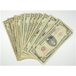 30-$5 RED / BLUE SEAL CURRENCY, AVG CIRCULATED CONDITION