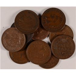 10 DIFFERENT XF AND AU INDIAN CENTS