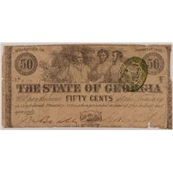 1863 FIFTY CENT STATE OF GEORGIA NOTE VG