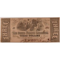 1863 $3 STATE OF NORTH CAROLINA
