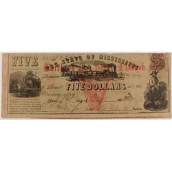 1862 $5 STATE OF MISSISSIPPI NOTE