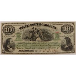 1873 $10 STATE OF SOUTH CAROLINA CU