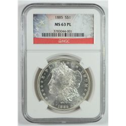 1885 MORGAN DOLLAR NGC MS63 PL