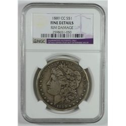 1889-CC MORGAN DOLLAR NGC-FINE DETAIL (RIM BUMPS)