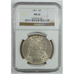 1891 MORGAN DOLLAR NGC MS62