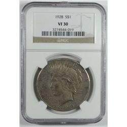 1928 PEACE DOLLAR NGC VF 30