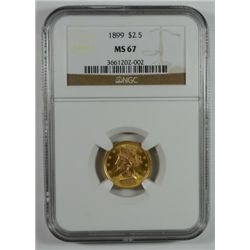 1899 $2.50 GOLD LIBERTY NGC MS67