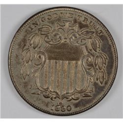 1880  SHIELD NICKEL, MS-61 RARE LOW MINTAGE COIN!