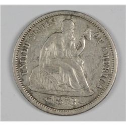 1873-CC ARROWS SEATED DIME, XF  EXTREMELY RARE! ONLY A FEW EXIST, RED BOOK 17K