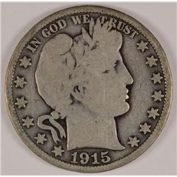 1915 BARBER HALF DOLLAR VG
