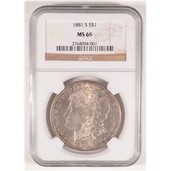 1881-S MORGAN SILVER DOLLAR, NGC MS-66 SUPERB COIN!!!