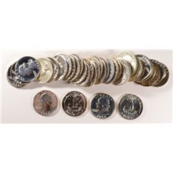 A ROLL OF PROOF SILVER QUARTERS 1964  AND OLDER