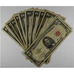 $30.00 IN FACE VALUE OF U.S. RED SEAL CURRENCY, WITH  A SMALL AMOUNT OF  WRITING