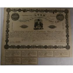 CONFEDERATE STATES OF AMERICA BOND, 1862, $1000.00 VF/FINE  WITH 6 COUPONS