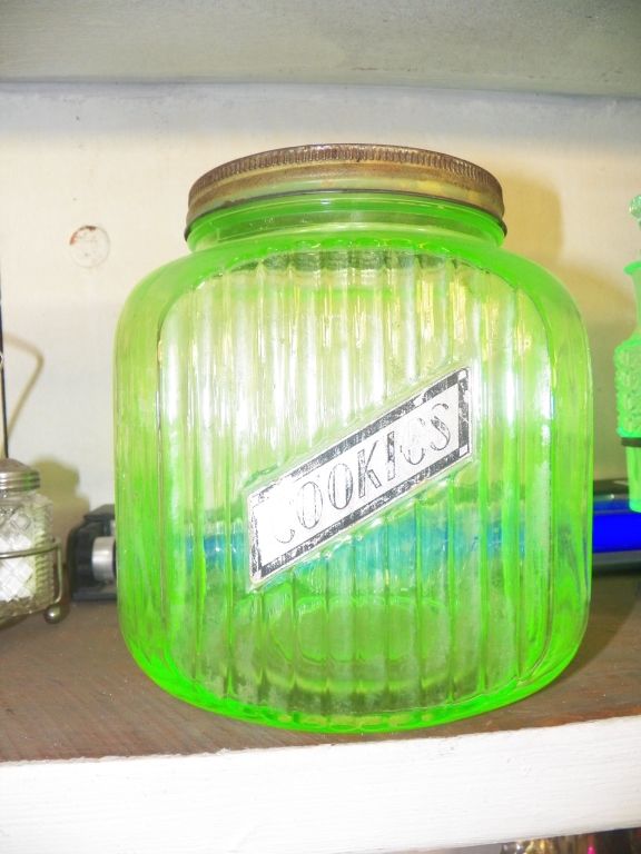 Depression Green Vaseline Cookie Jar