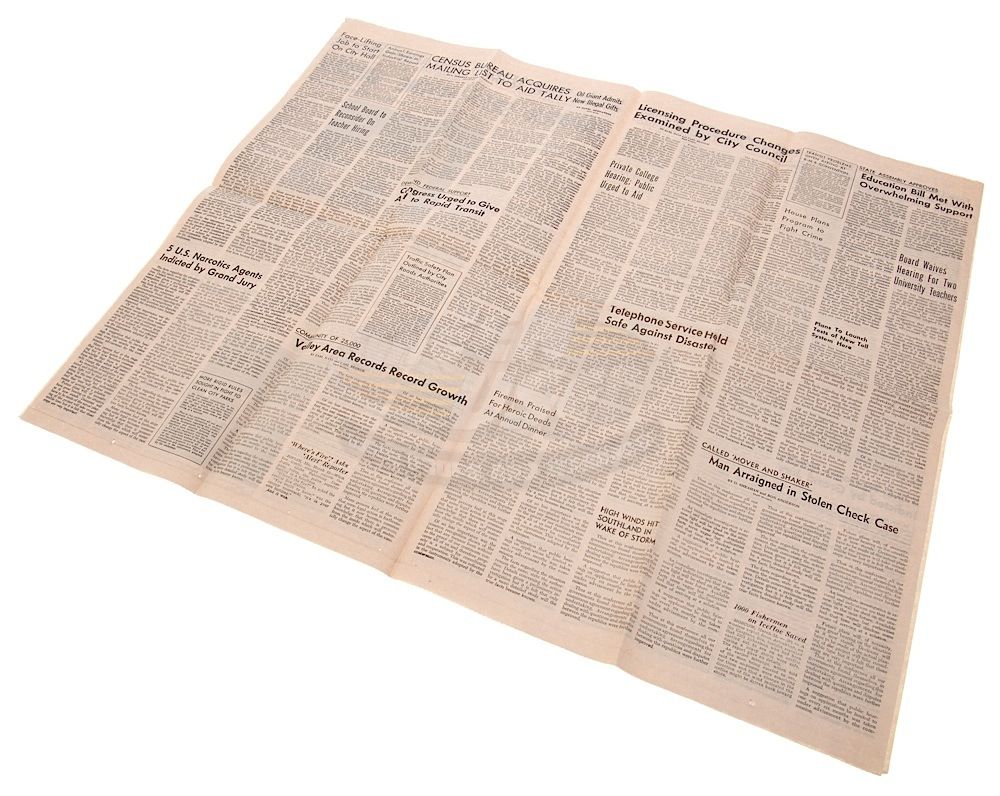 Back To The Future Otis Peabody Hill Valley Telegraph Newspaper