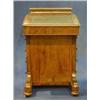Image 1 : A Victorian inlaid figured walnutwood Davenport desk, the top with stationery box and tooled leat...