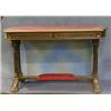 Image 1 : A Victorian ebonised library table with inset tooled leather writing surface, fitted 2 frieze dra...