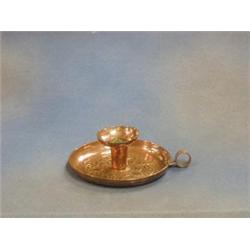 A Keswick Art Nouveau embossed copper chamber stick decorated stylised butterflies 7" £60-90...
