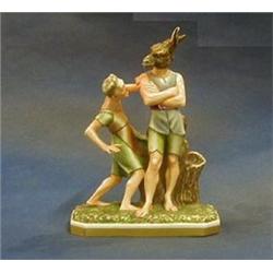 A Royal Worcester Mid Summer Nights Dream figure group of Snout and Bottom, the base marked 1864,...