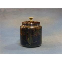 A Bernard Moore pottery tobacco jar decorated hares, 5" £20-30...