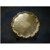 Image 1 : A silver salver with bracketed border, raised on 3 scrolled supports, inscribed, Sheffield 1924,...