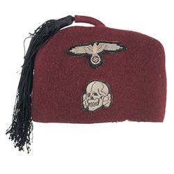 Rare Red SS-Style Fez, Decorated for a Member of the 13th Waffen Mountain Division, SS Handschar (1s