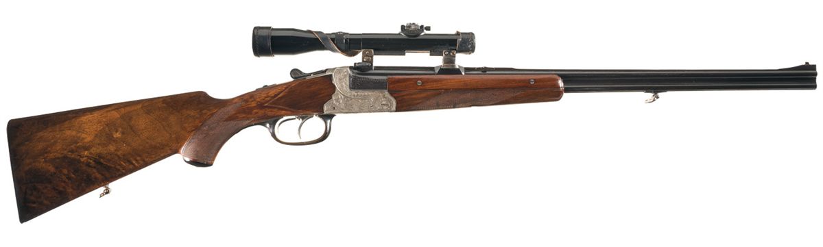 Engraved German Over/Under Rifle with Scope