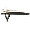 Image 1 : Magnificent Gold and Tortoiseshell Furnished European Hunting Sword with Sheath, Utility Knife and B