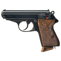 Excellent Nazi Walther PPK Party Leader Semi-Automatic Pistol with Original World War II Capture Pap