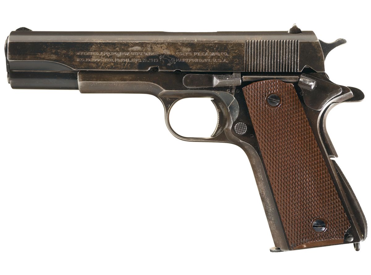 World War II Colt Model 1911A1 British Proofed Semi Automatic Pistol
