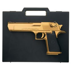 Gold Plated I.M.I. Desert Eagle Semi-Automatic Pistol with Case in .50 Action Express Caliber