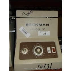 BECKMAN 12 MICROFUGE CENTIFUGE (print sequence:) 29671