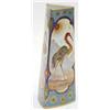 Image 1 : A Limoges porcelain vase of triangular section painted with storks reserved against a sky blue gr...